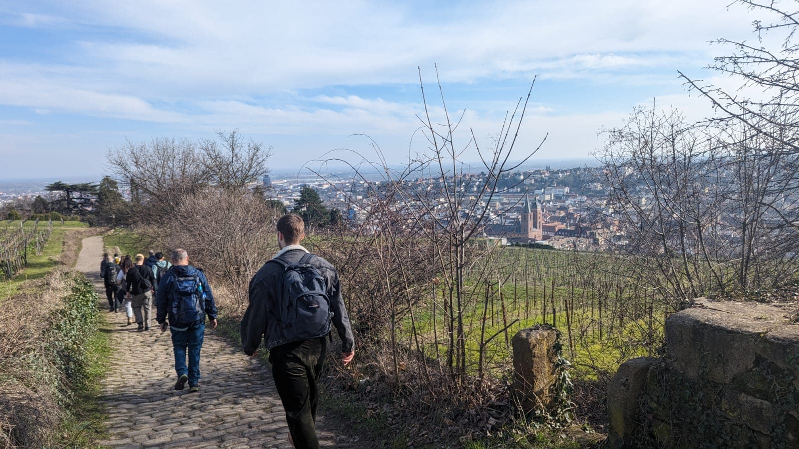 Gruppe von hinten auf dem Nachhauseweg